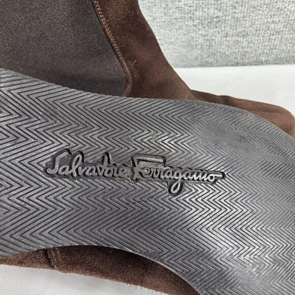 SALVATORE FERRAGAMO WOMEN’S SUEDE ANKLE BOOTS SIZE 6B - WEDGE HEEL VINTAGE ITALY - Picture 12 of 12